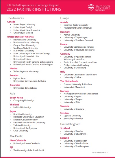 Gần 60 trường đại học đối tác ở hơn 20 quốc gia của JCU Singapore chào đón sinh viên JCU chuyển tiếp học 1 học kỳ -không phát sinh chi phí
