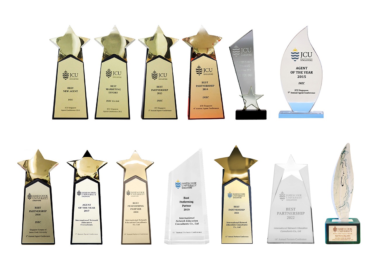 INEC nhận các giải thưởng danh giá của JCU qua từng năm và trong suốt hơn 10 năm qua